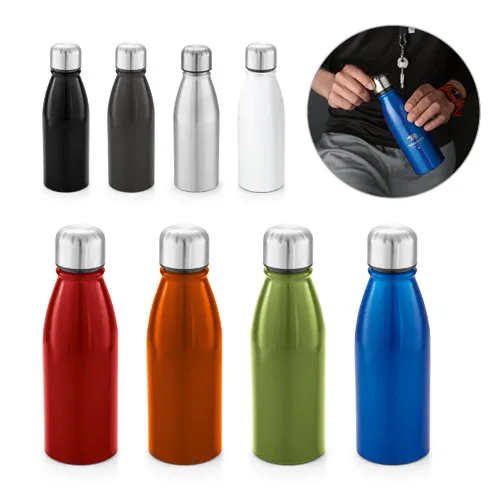 Botella de deporte de aluminio con tapa de acero inoxidable ref 94063
