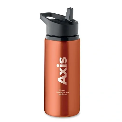 Botella de acero inoxidable reciclado con boquilla plegable ref MO2500 - Naranja Printed