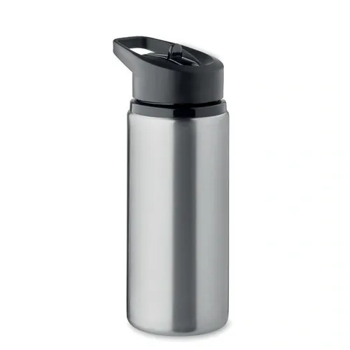 Botella de acero inoxidable reciclado con boquilla plegable ref MO2500 - Plata Mate Side