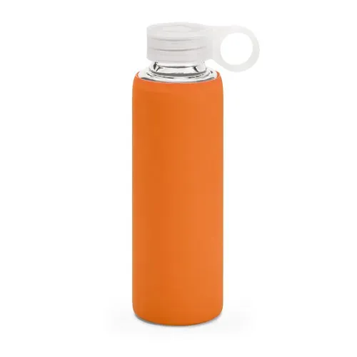Botella de vidrio borosilicato con funda de silicona ref 94668 - Naranja 01