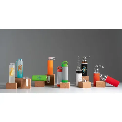 Botella de vidrio borosilicato con funda de silicona ref 94668 - Principal 05