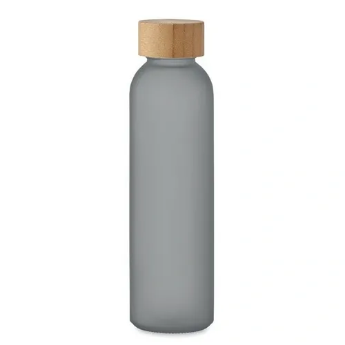 Botella de cristal esmerilada anti fugas con tapa de bambú ref MO2105 - Front Gris Transparente