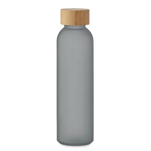 Botella de cristal esmerilada anti fugas con tapa de bambú ref MO2105 - Gris Transparente