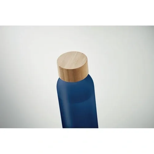 Botella de cristal esmerilada anti fugas con tapa de bambú ref MO2105 - Item Detail Picture Azul Transparente