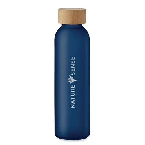 Botella de cristal esmerilada anti fugas con tapa de bambú ref MO2105 - Printed Azul Transparente