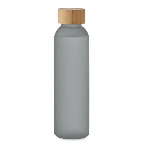 Botella de cristal esmerilada anti fugas con tapa de bambú ref MO2105 - Side Gris Transparente