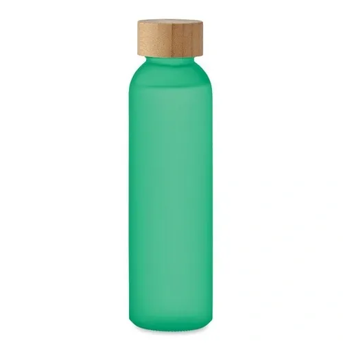 Botella de cristal esmerilada anti fugas con tapa de bambú ref MO2105 - Side Verde Transparente