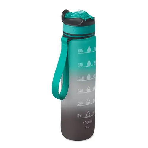 Botella de agua deportiva con pajita integrada ref MO2489 - Negro Azul