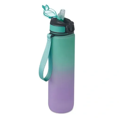 Botella de agua deportiva con pajita integrada ref MO2489 - Turquesa Side