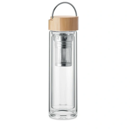 Botella de vidrio doble pared con infusor de té ref MO6854
