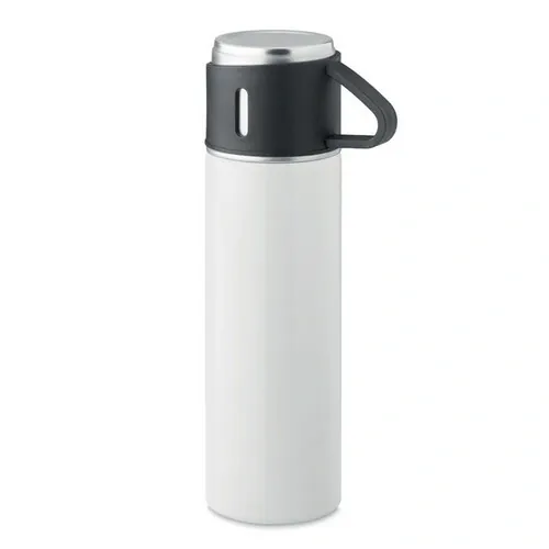 Botella de acero inoxidable doble pared tapa hermética ref MO2117 - Blanco