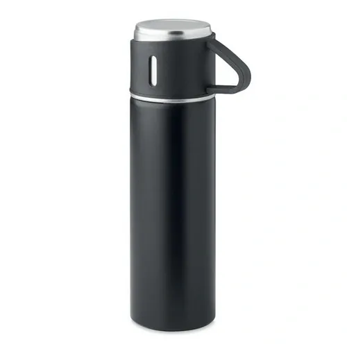 Botella de acero inoxidable doble pared tapa hermética ref MO2117 - Front Negro