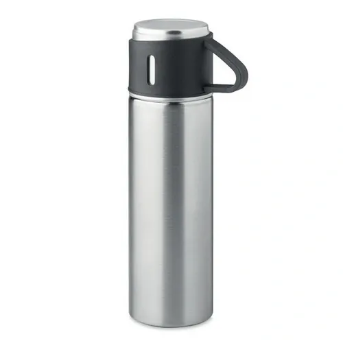 Botella de acero inoxidable doble pared tapa hermética ref MO2117 - Front Plata Mate