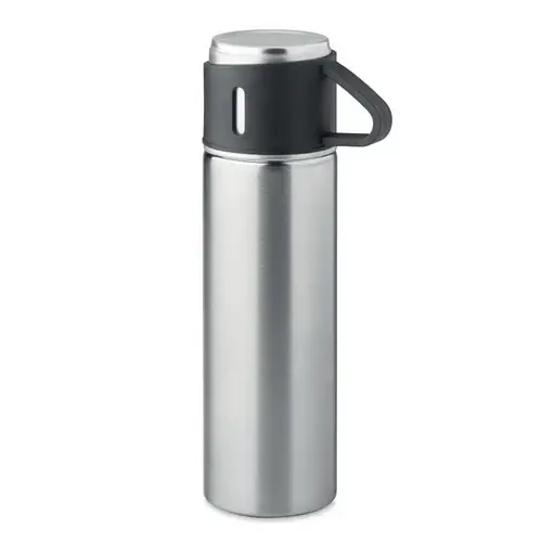 Botella de acero inoxidable doble pared tapa hermética ref MO2117 - Plata Mate