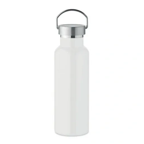 Botella de acero inoxidable reciclado con tapa anti fugas ref MO2107 - Blanco