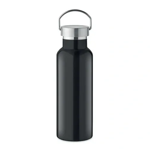 Botella de acero inoxidable reciclado con tapa anti fugas ref MO2107 - Front Negro