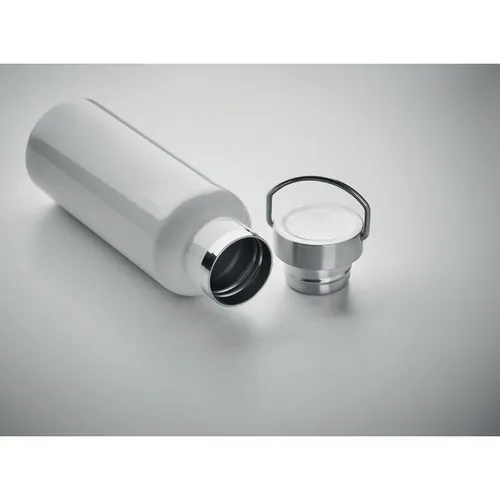 Botella de acero inoxidable reciclado con tapa anti fugas ref MO2107 - Item Detail Picture Blanco