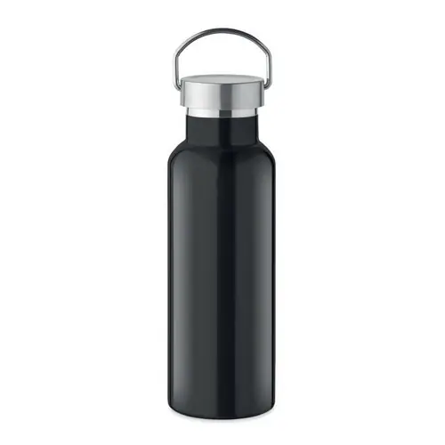 Botella de acero inoxidable reciclado con tapa anti fugas ref MO2107 - Negro