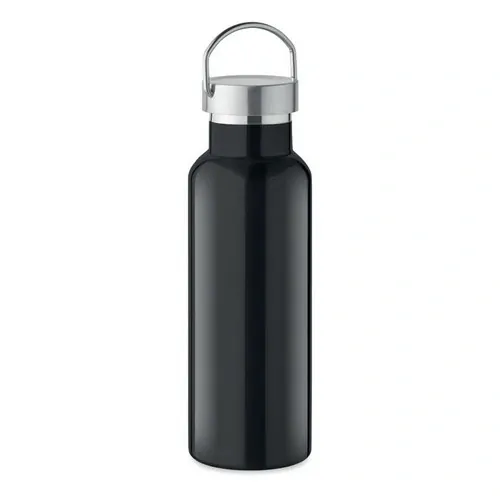 Botella de acero inoxidable reciclado con tapa anti fugas ref MO2107 - Open Negro