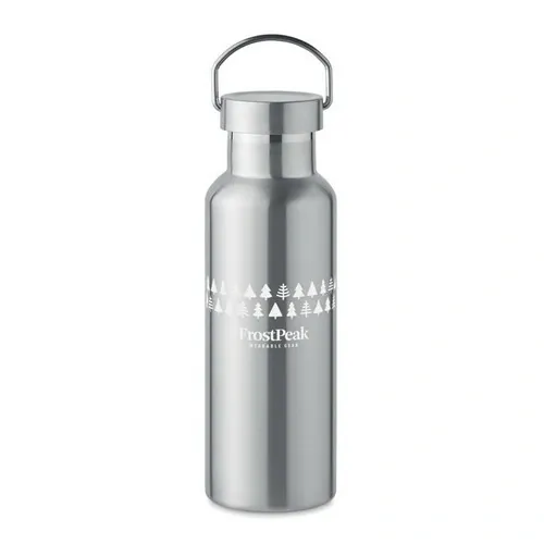 Botella de acero inoxidable reciclado con tapa anti fugas ref MO2107 - Printed Plata Mate