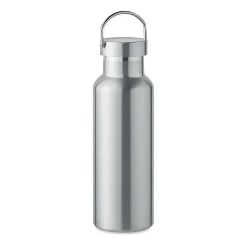 Botella de acero inoxidable reciclado con tapa anti fugas ref MO2107 - Side Plata Mate