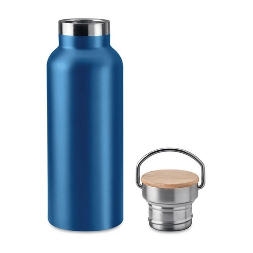 Botella acero inoxidable aislada al vacío con tapa bambú ref MO9431