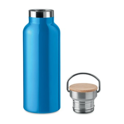 Botella acero inoxidable aislada al vacío con tapa bambú ref MO9431