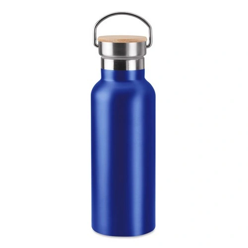 Botella acero inoxidable aislada al vacío con tapa bambú ref MO9431