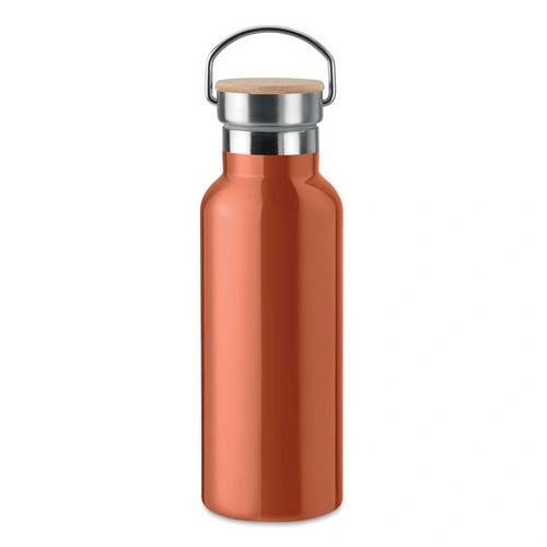 Botella acero inoxidable aislada al vacío con tapa bambú ref MO9431