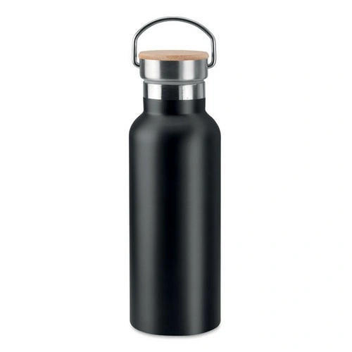 Botella acero inoxidable aislada al vacío con tapa bambú ref MO9431