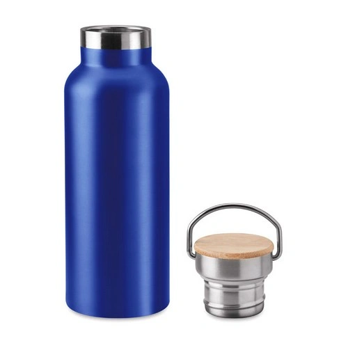 Botella acero inoxidable aislada al vacío con tapa bambú ref MO9431