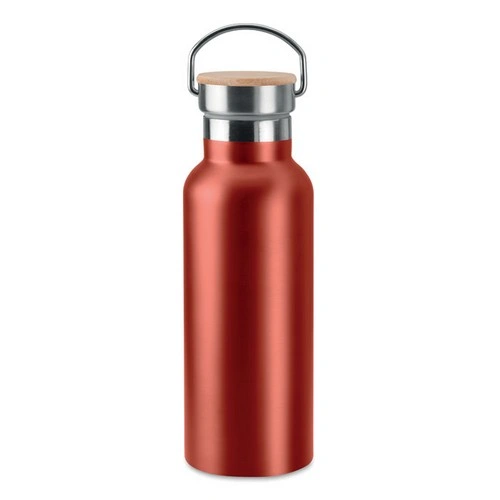 Botella acero inoxidable aislada al vacío con tapa bambú ref MO9431