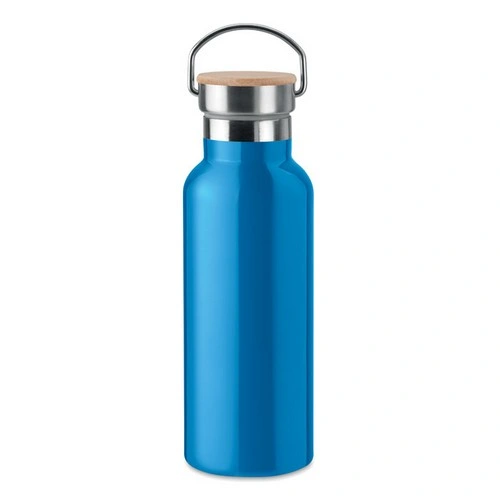 Botella acero inoxidable aislada al vacío con tapa bambú ref MO9431