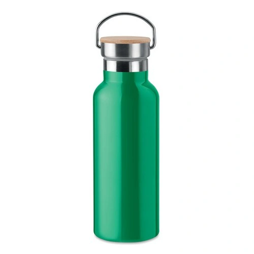 Botella acero inoxidable aislada al vacío con tapa bambú ref MO9431