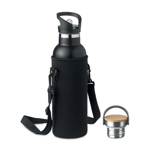 Botella de acero inoxidable aislada con tapón de madera ref MO6366