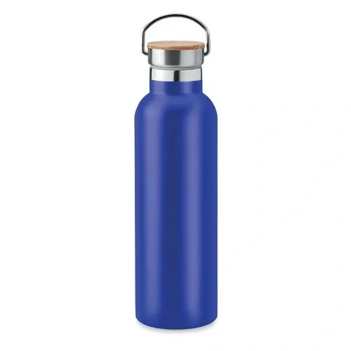 Botella de acero inoxidable aislada con tapa de bambú ref MO6372 - Azul