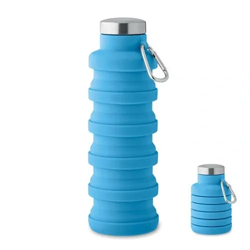 Botella plegable de silicona con tapa de acero inoxidable ref MO2548 - Azul Bebe