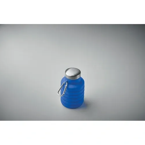 Botella plegable de silicona con tapa de acero inoxidable ref MO2548 - Azul Royal Side