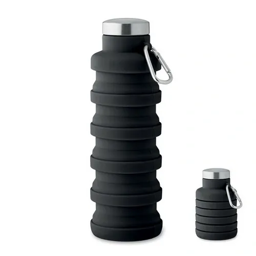 Botella plegable de silicona con tapa de acero inoxidable ref MO2548 - Negro