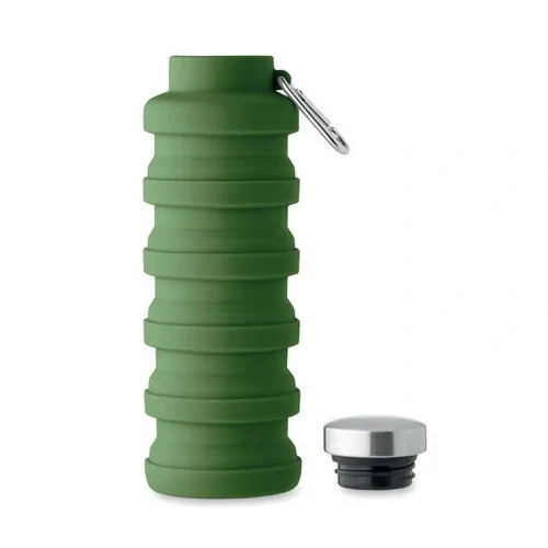 Botella plegable de silicona con tapa de acero inoxidable ref MO2548 - Verde Oscuro 1