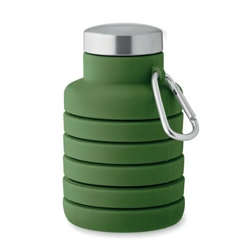Botella plegable de silicona con tapa de acero inoxidable ref MO2548 - Verde Oscuro Back