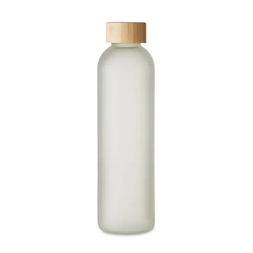 Botella de vidrio sublimable con tapa de bambú ref MO6921 - Back Blanco Transparente