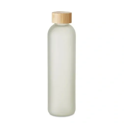 Botella de vidrio sublimable con tapa de bambú ref MO6921 - Blanco Transparente