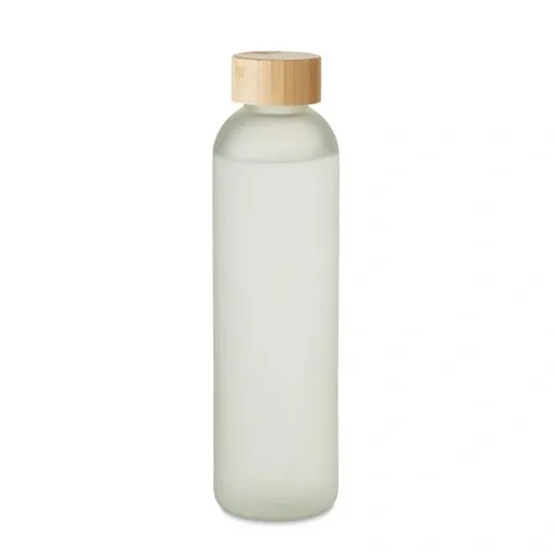 Botella de vidrio sublimable con tapa de bambú ref MO6921 - Open Blanco Transparente