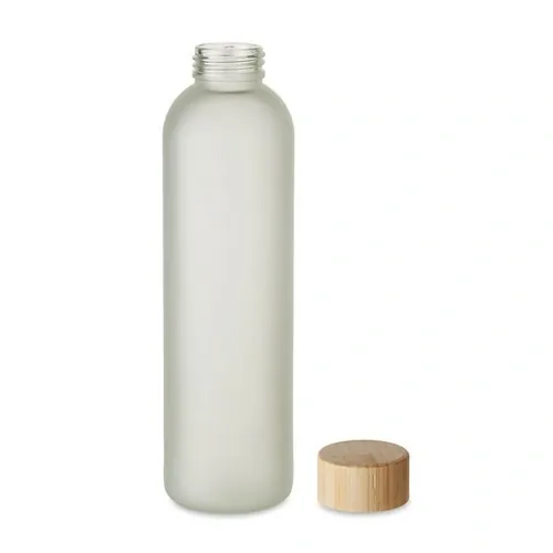 Botella de vidrio sublimable con tapa de bambú ref MO6921 - Side Blanco Transparente