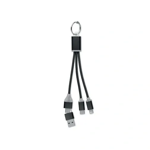 Llavero con cable de carga 2 en 1 tipo-C y tipo-A ref MO2141 - Front Negro