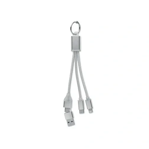 Llavero con cable de carga 2 en 1 tipo-C y tipo-A ref MO2141 - Front Plata