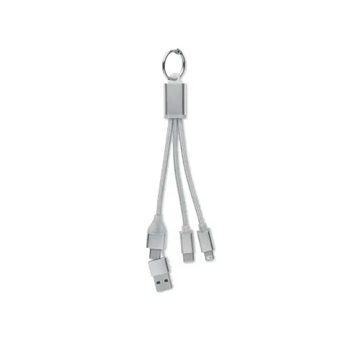 Llavero con cable de carga 2 en 1 tipo-C y tipo-A ref MO2141 - Plata