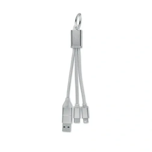 Llavero con cable de carga 2 en 1 tipo-C y tipo-A ref MO2141 - Side Plata