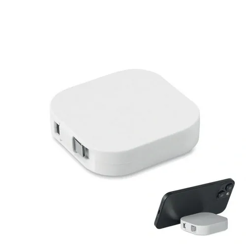 Cable de carga retráctil 100 W con soporte personalizable ref MO2924 - Blanco